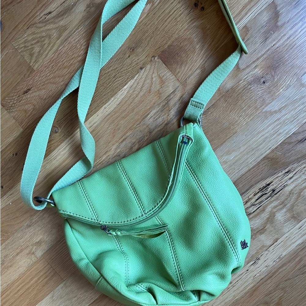 The Sak lime green leather shoulder handbag
